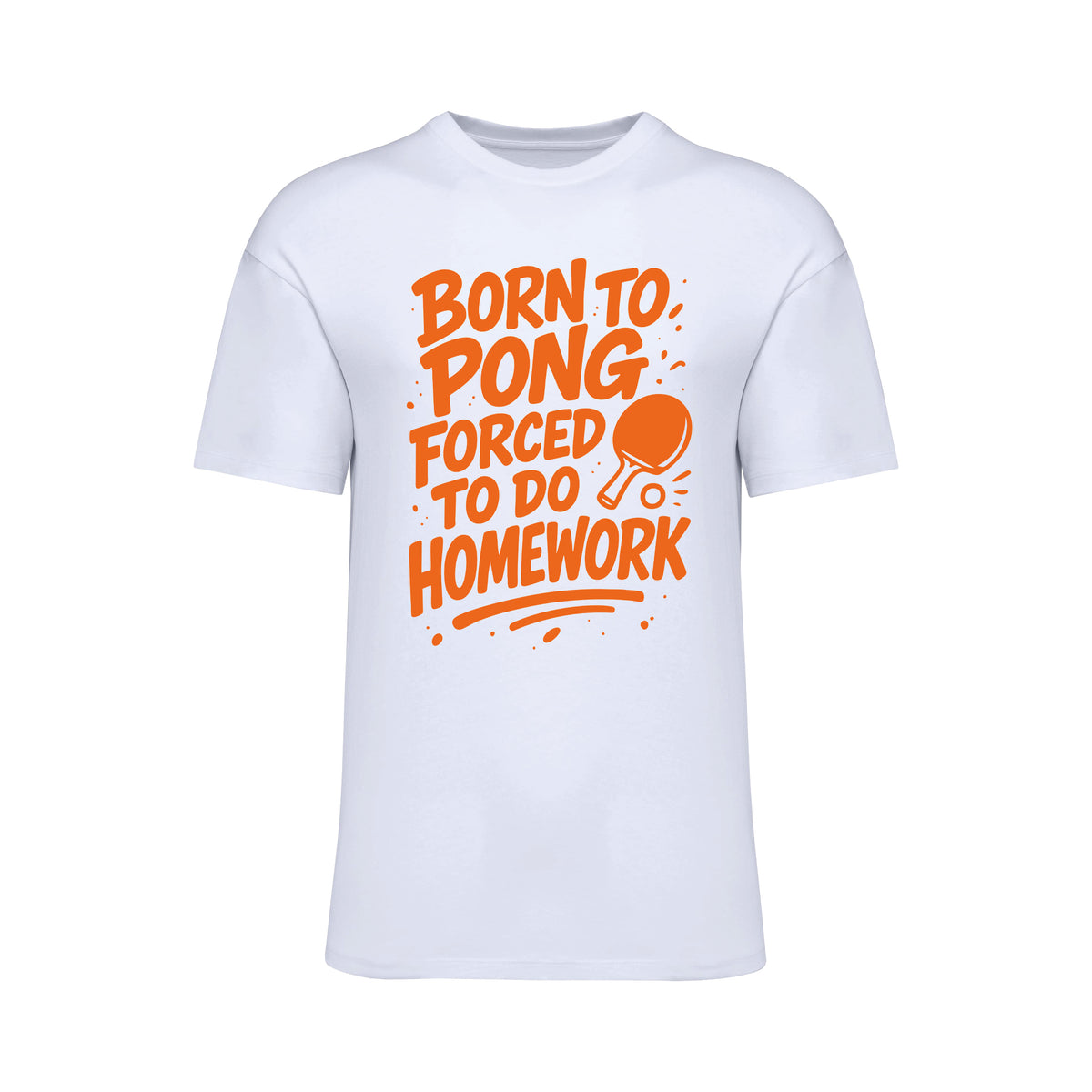 Born To Pong Forced To Do Homework Neon Orange T-Shirt