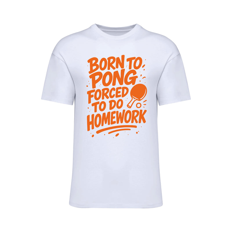 Born To Pong Forced To Do Homework Neon Orange T-Shirt