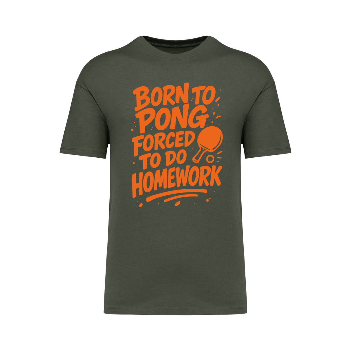 Born To Pong Forced To Do Homework Neon Orange T-Shirt