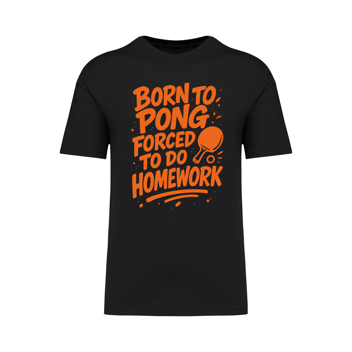 Born To Pong Forced To Do Homework Neon Orange T-Shirt