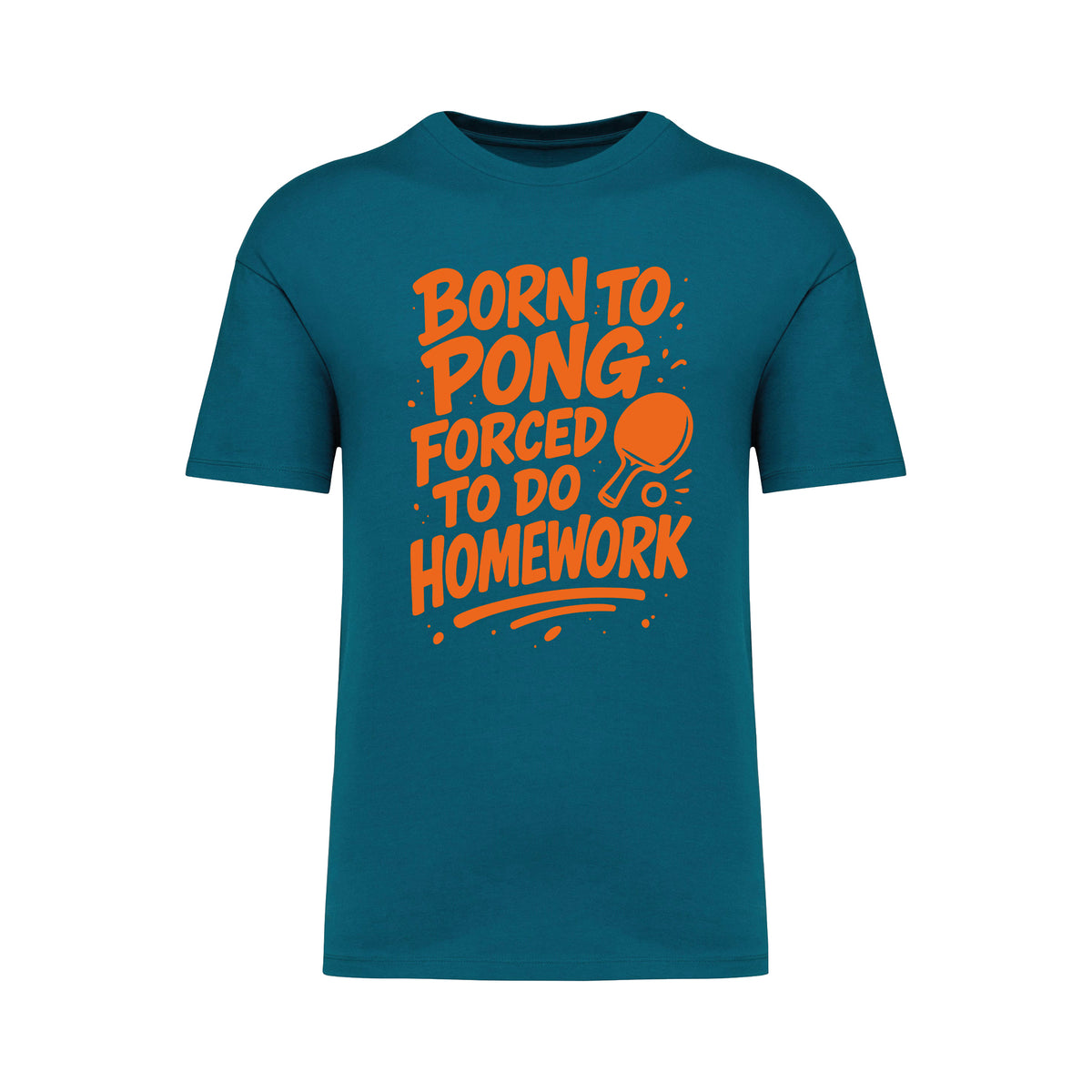 Born To Pong Forced To Do Homework Neon Orange T-Shirt