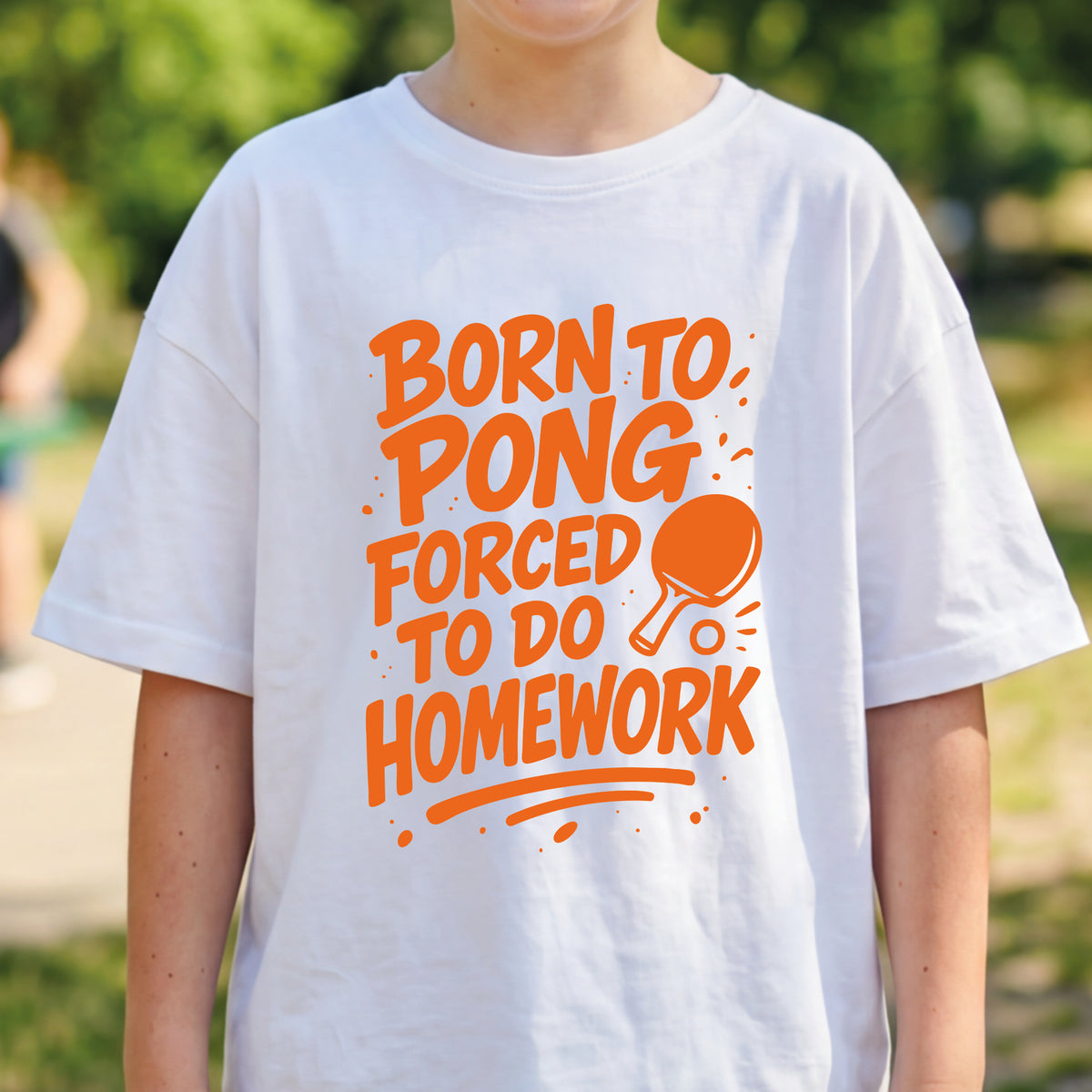 Born To Pong Forced To Do Homework Neon Orange T-Shirt